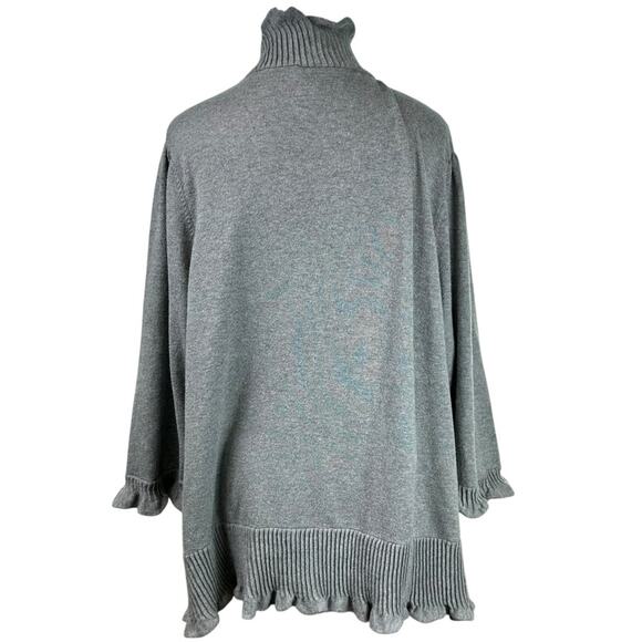 Lane Bryant Gray Ruffled Trim Open Front Cardigan Sweater 22/24W - Picture 4 of 6